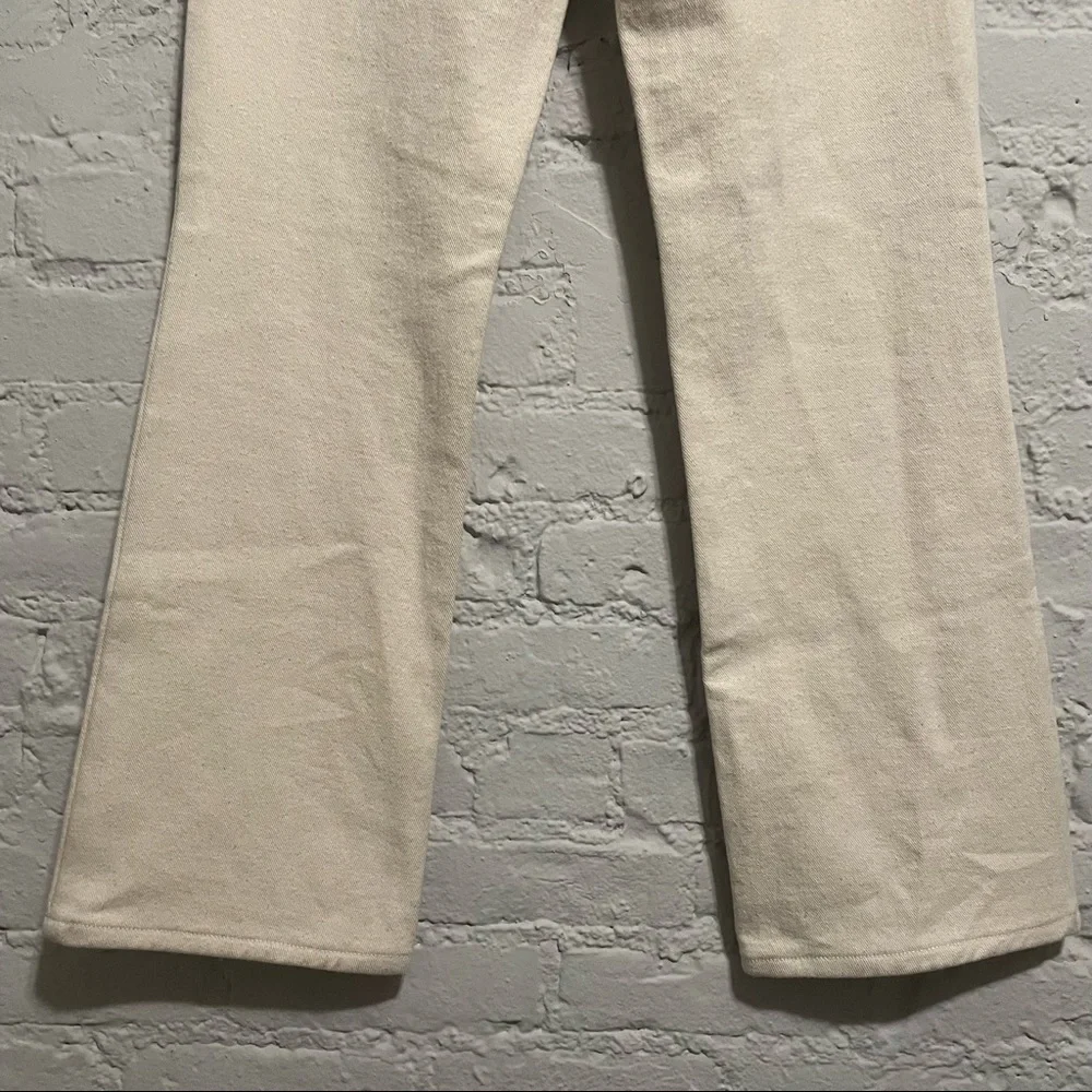Cream Canvas Straight Leg Pants